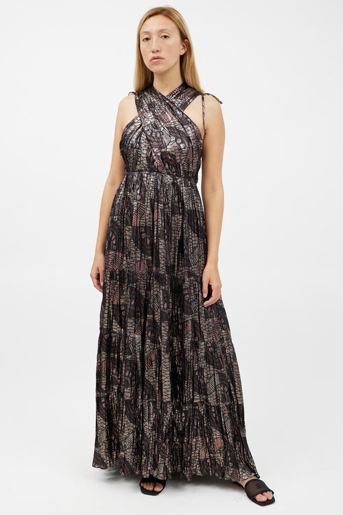 Ulla Johnson Black & Multicolour Metallic Silk Dress