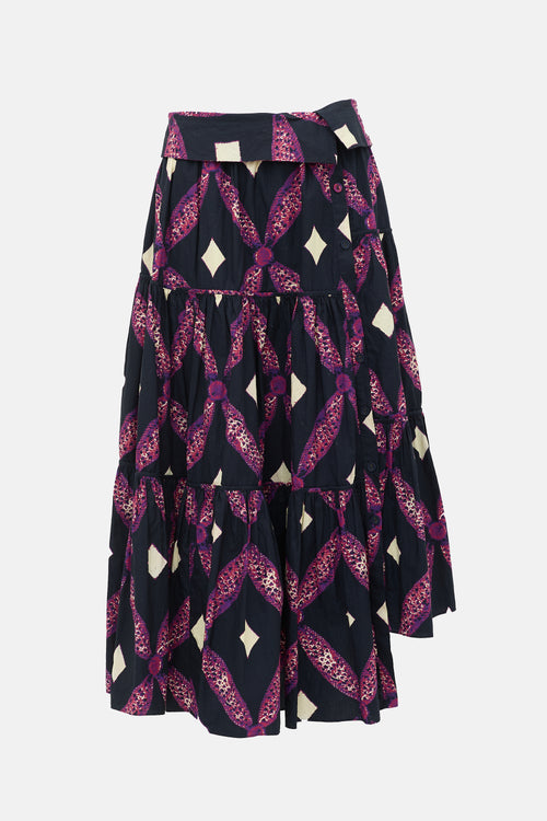 Ulla Johnson Printed Tiered Maxi Skirt