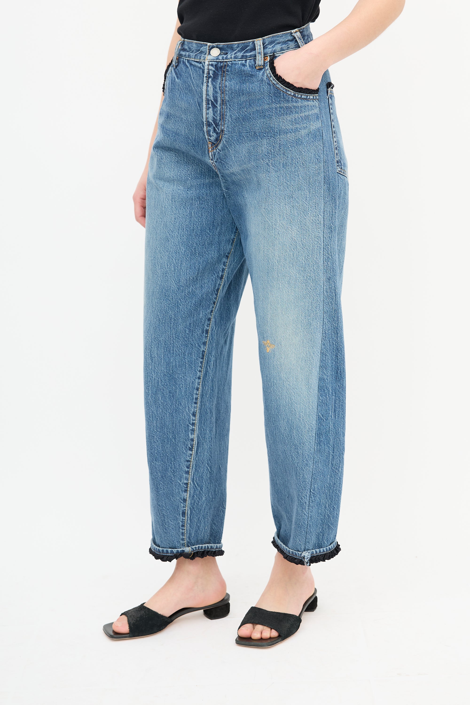 Undercover Medium Wash Wide Leg Ruffle Jeans