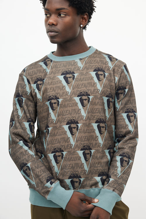 Undercover X Valentino Green & Brown Logo Sweatshirt