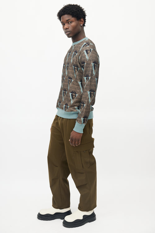 Undercover X Valentino Green & Brown Logo Sweatshirt