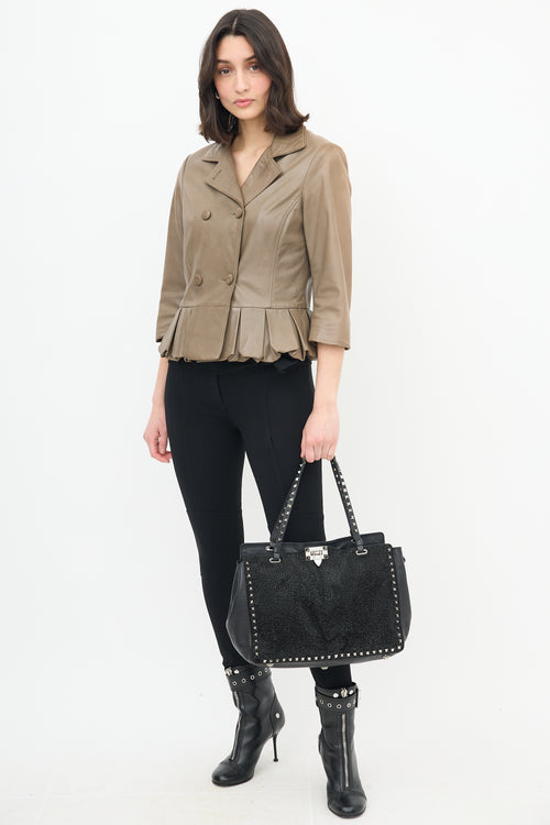 Valentino Leather & Crystal Rockstud Bag