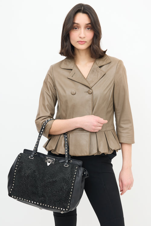 Valentino Leather & Crystal Rockstud Bag