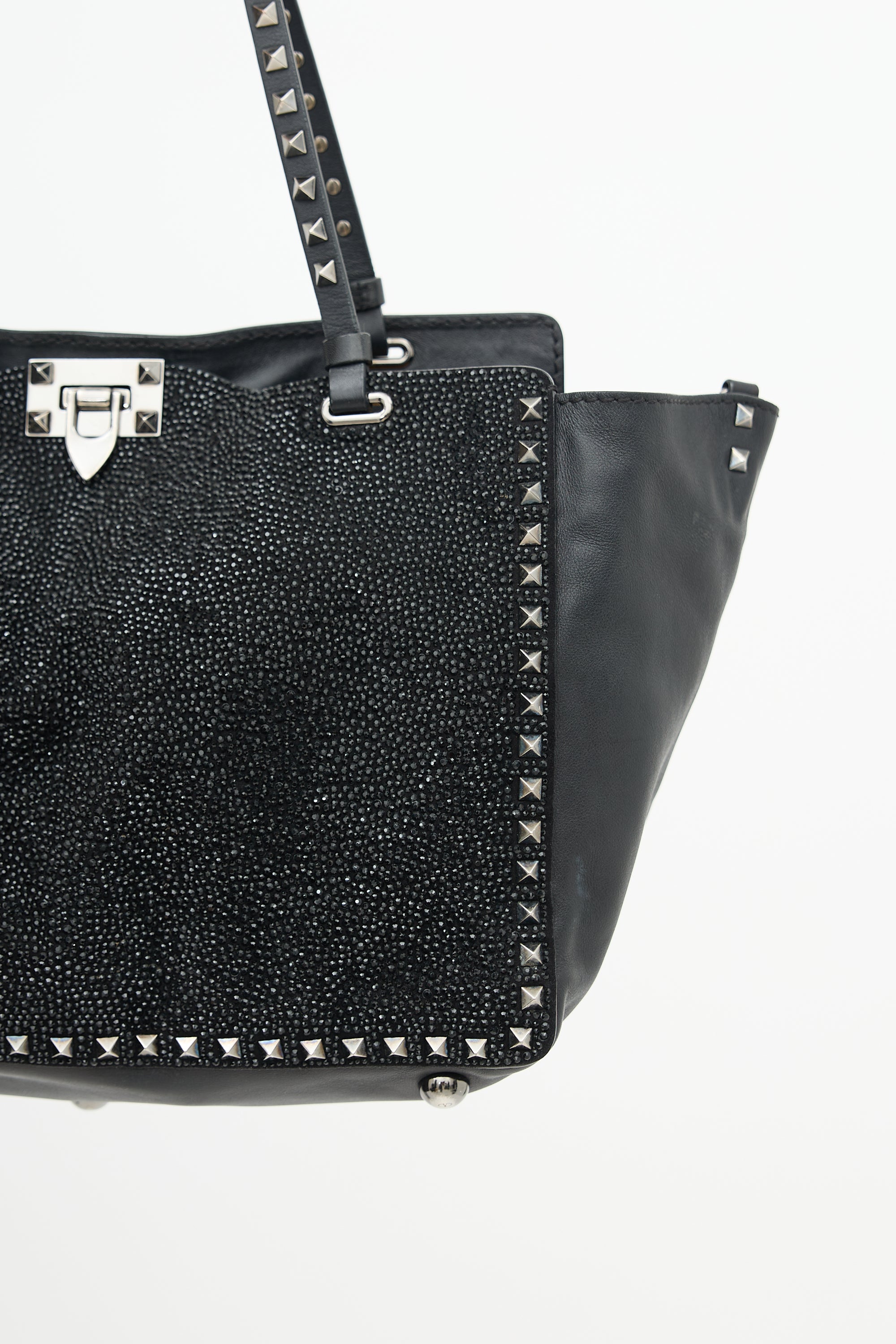 Valentino Leather & Crystal Rockstud Bag
