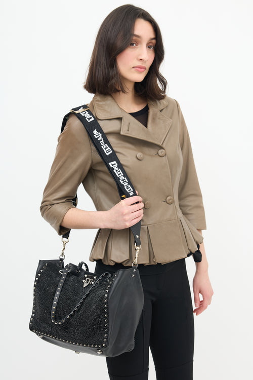 Valentino Leather & Crystal Rockstud Bag