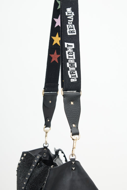 Valentino Leather & Crystal Rockstud Bag