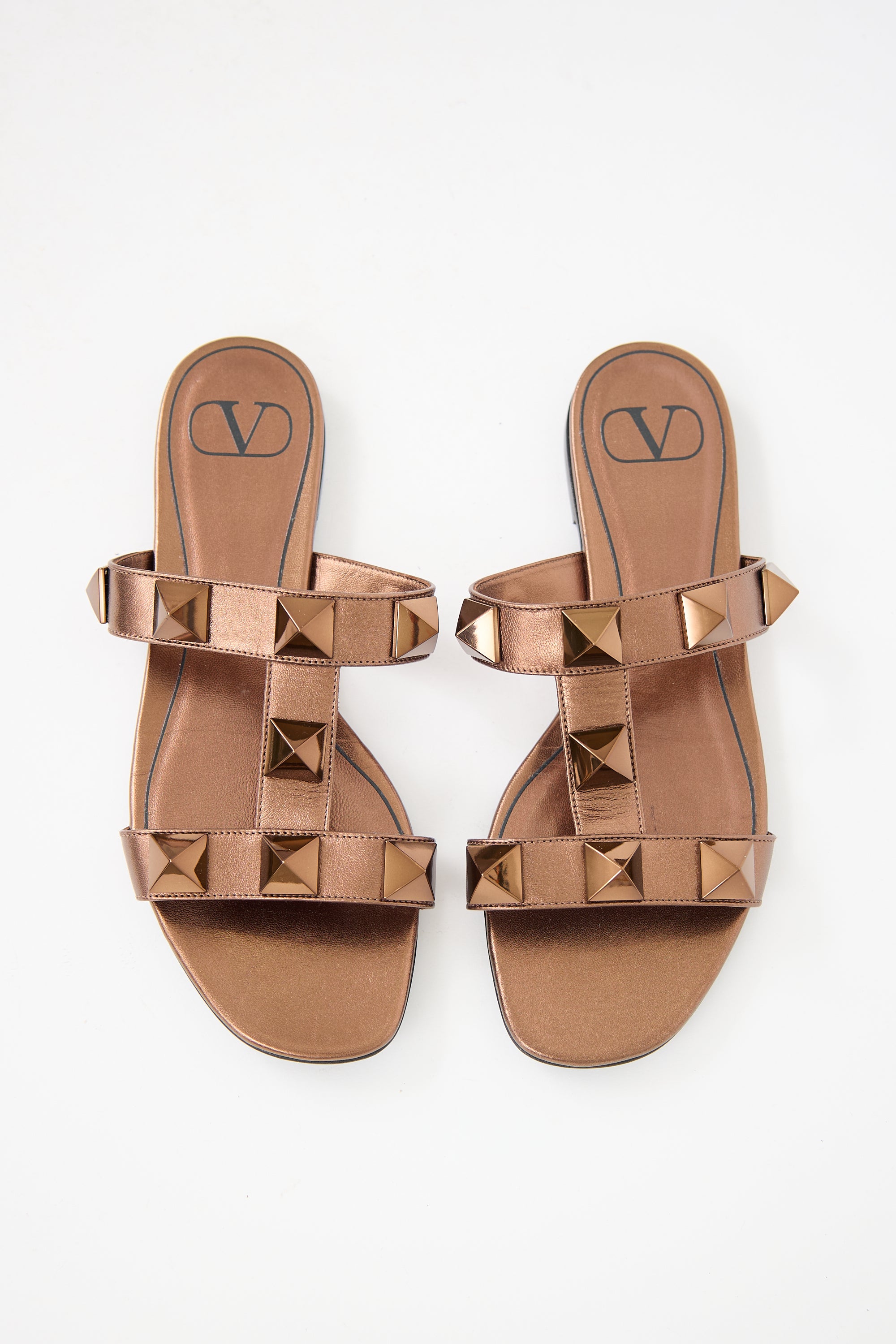 Valentino Leather Roman Stud Slide