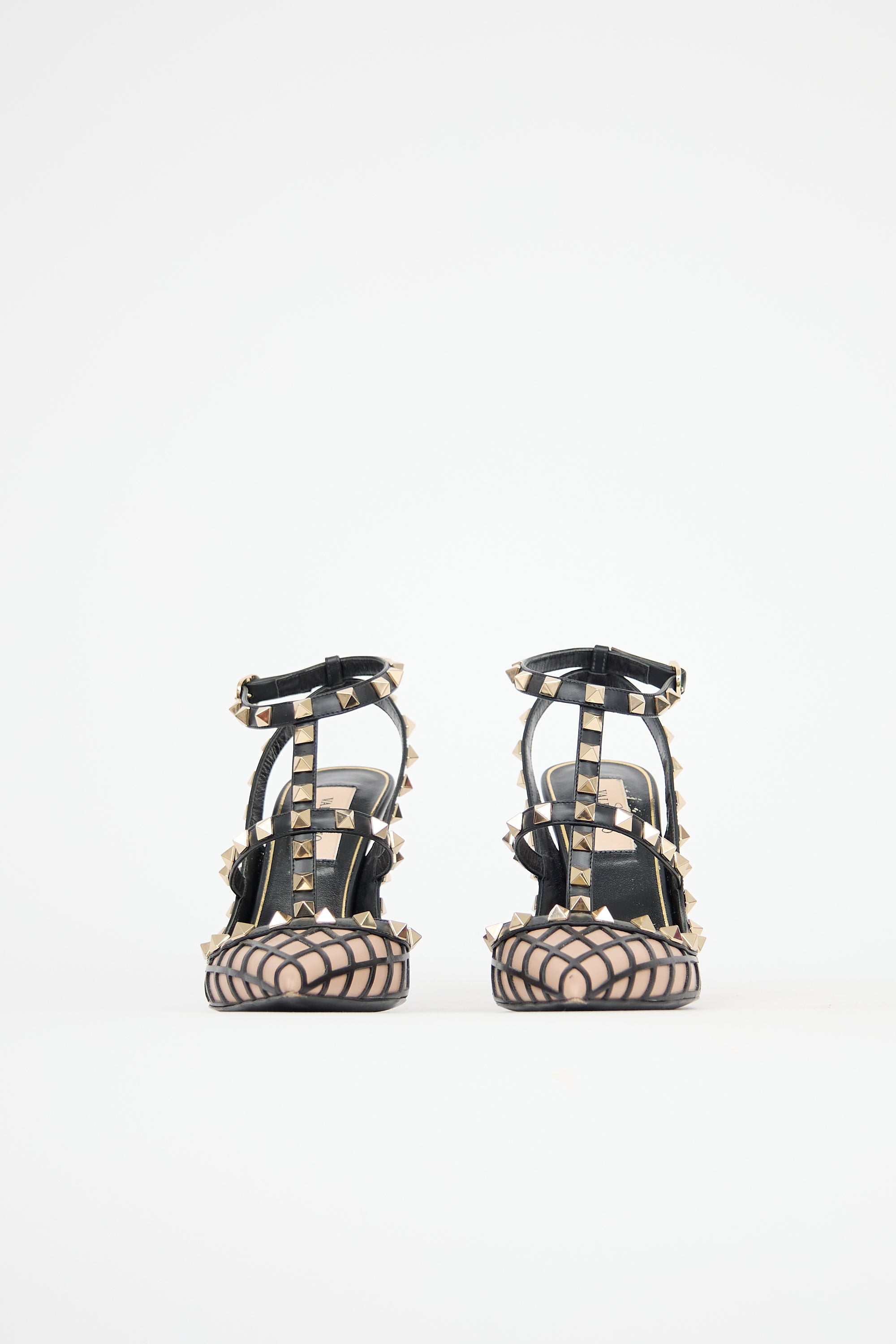 Valentino Leather Mesh Rockstud Pump