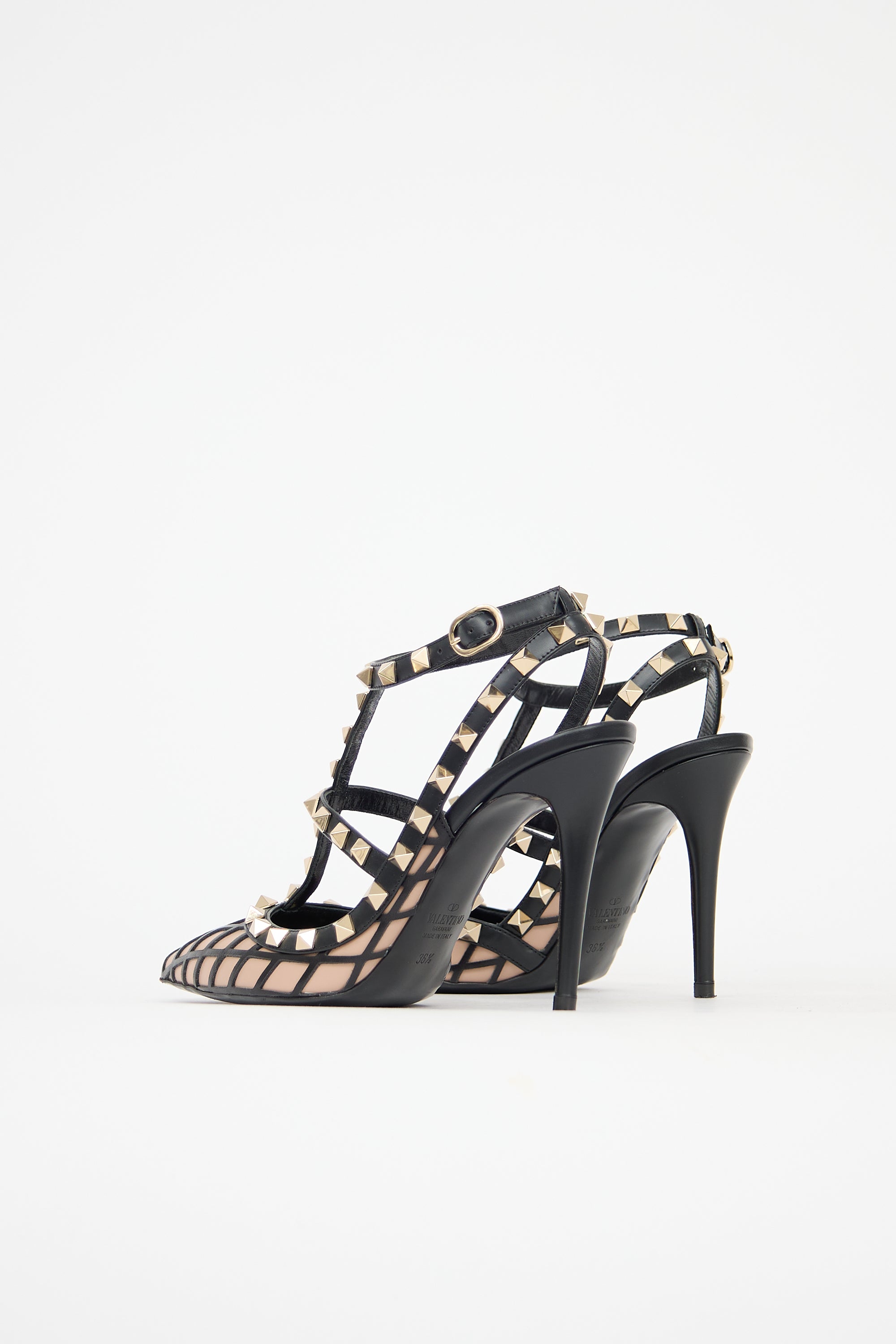 Valentino Leather Mesh Rockstud Pump