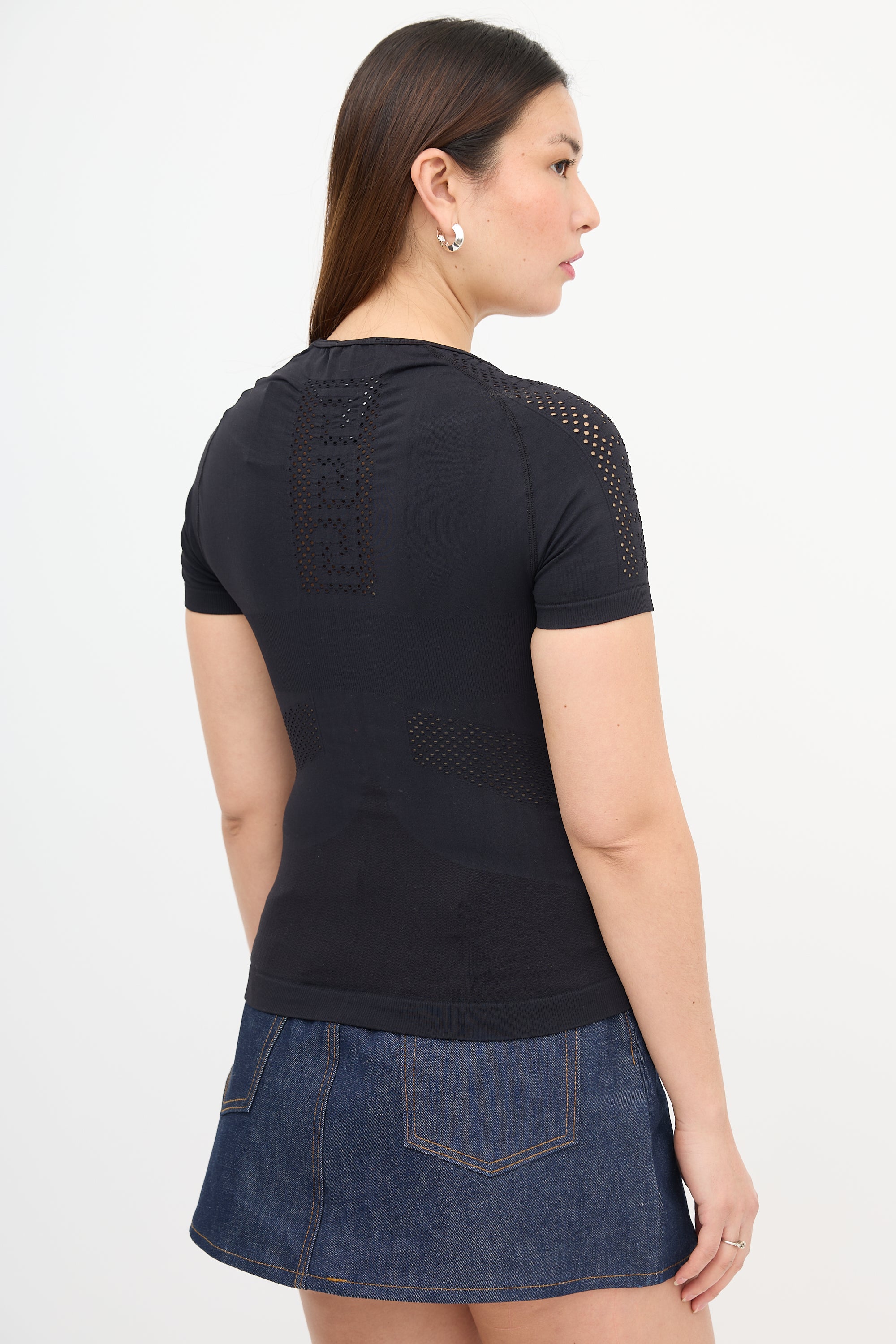 Versace Perforated Stretch Logo T-Shirt