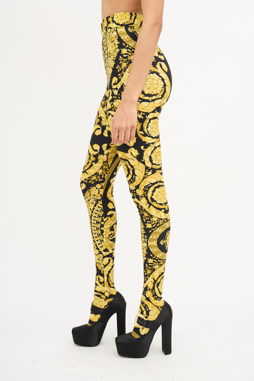 Versace SS 1992 Black & Yellow Baroque Leggings