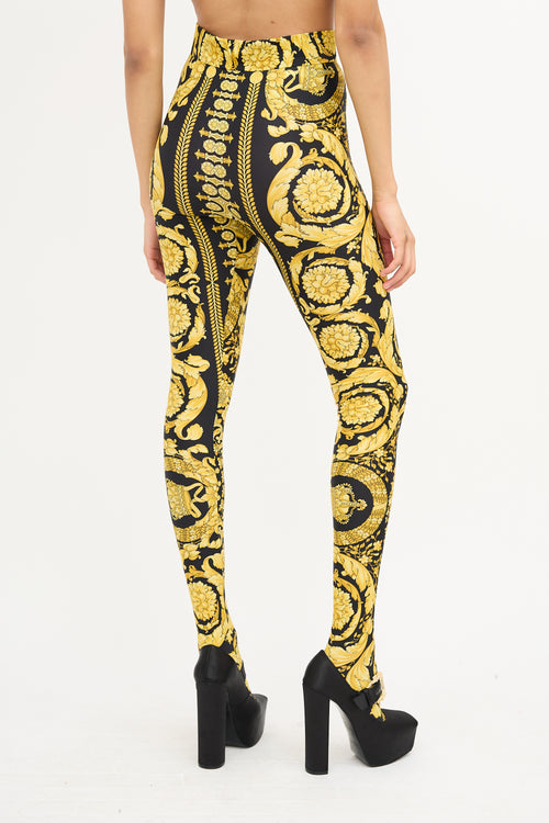 Versace SS 1992 Black & Yellow Baroque Leggings