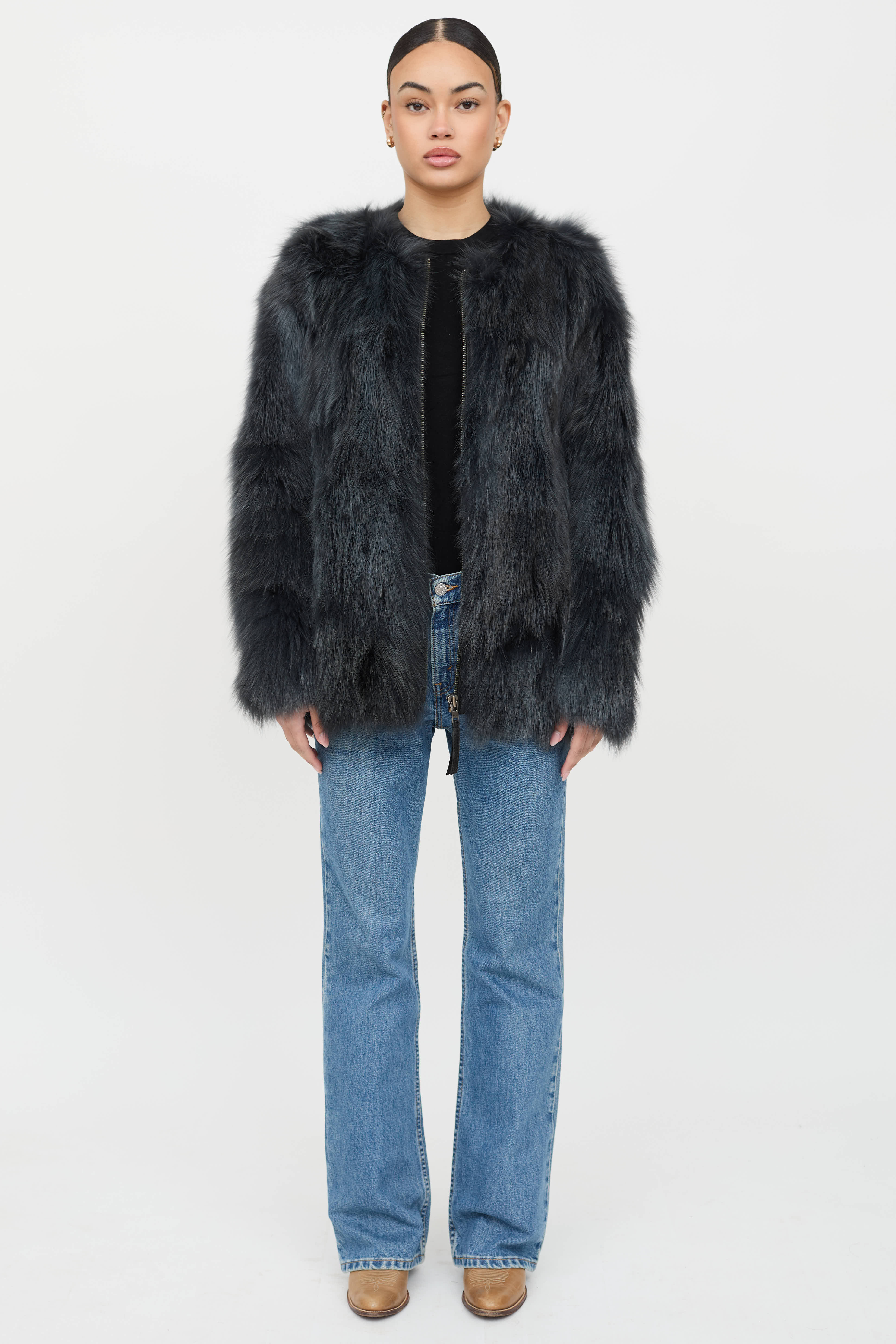 VSP Archive Leather Trim Fur Jacket