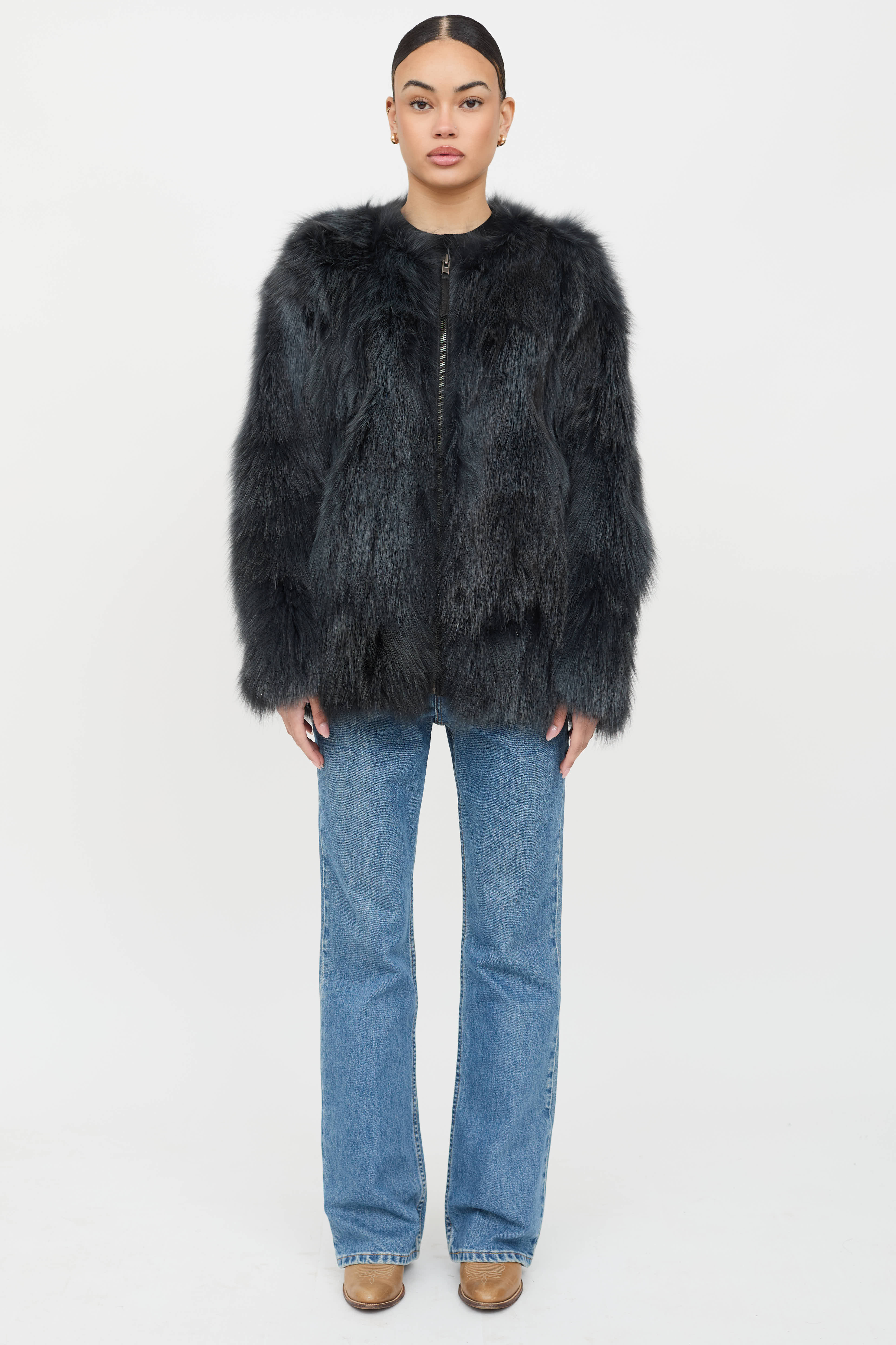 VSP Archive Leather Trim Fur Jacket