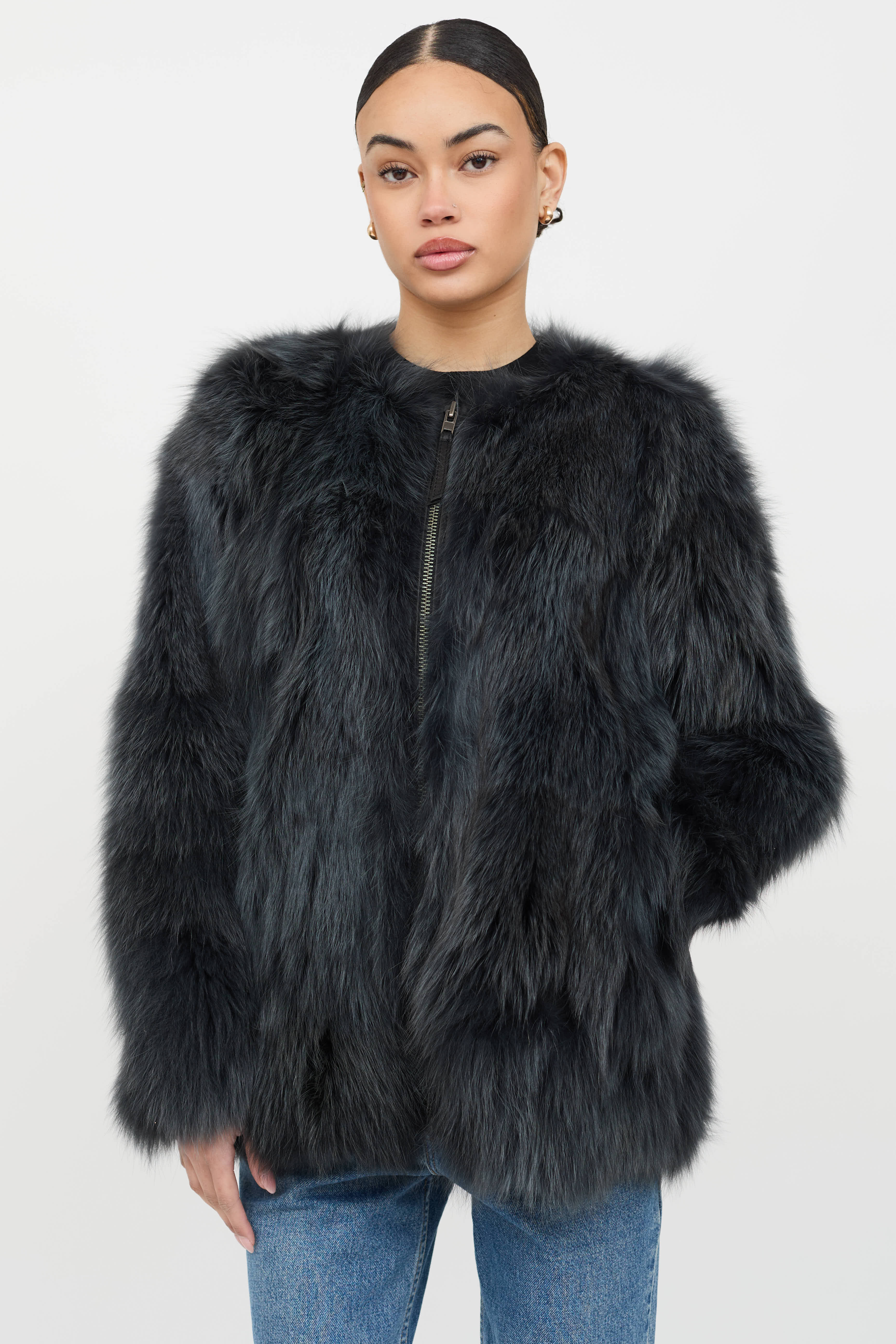 VSP Archive Leather Trim Fur Jacket