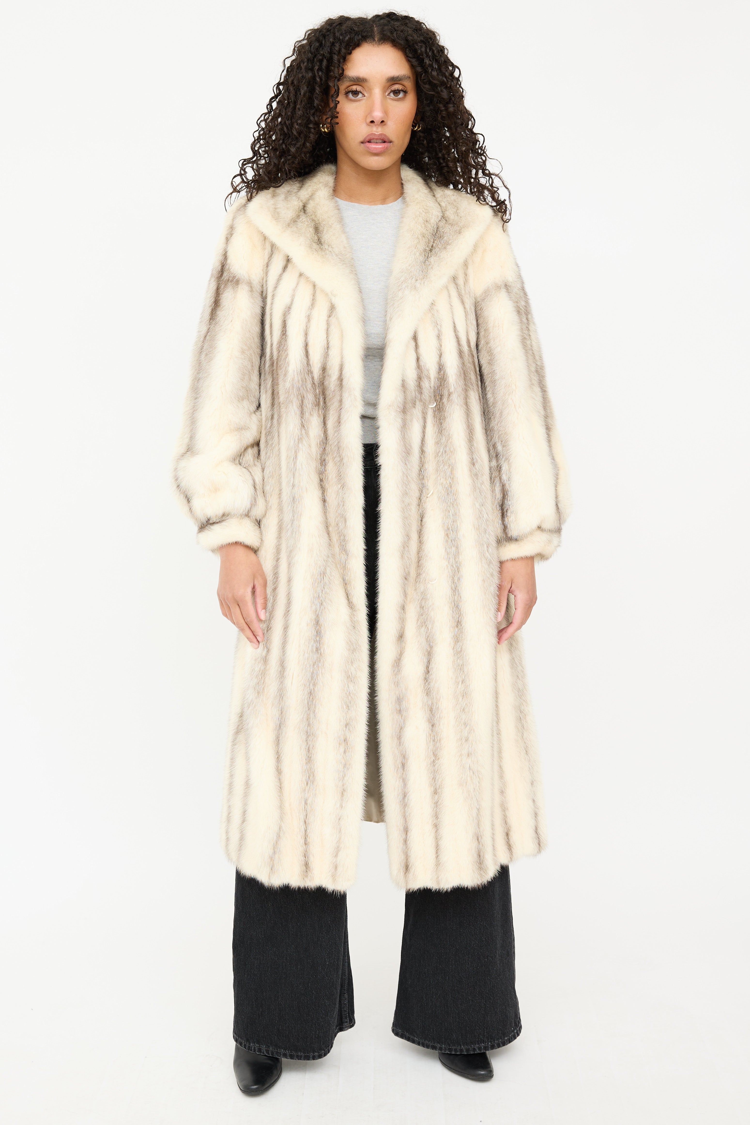 Striped Fur Coat