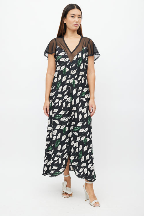 Valentino 1990s Black & Multi Floral Dress
