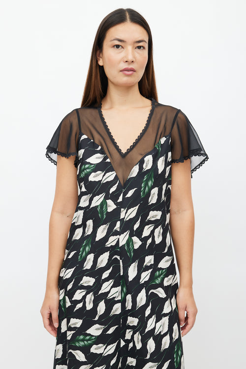 Valentino 1990s Black & Multi Floral Dress