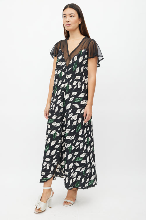 Valentino 1990s Black & Multi Floral Dress