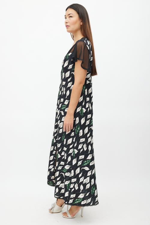 Valentino 1990s Black & Multi Floral Dress