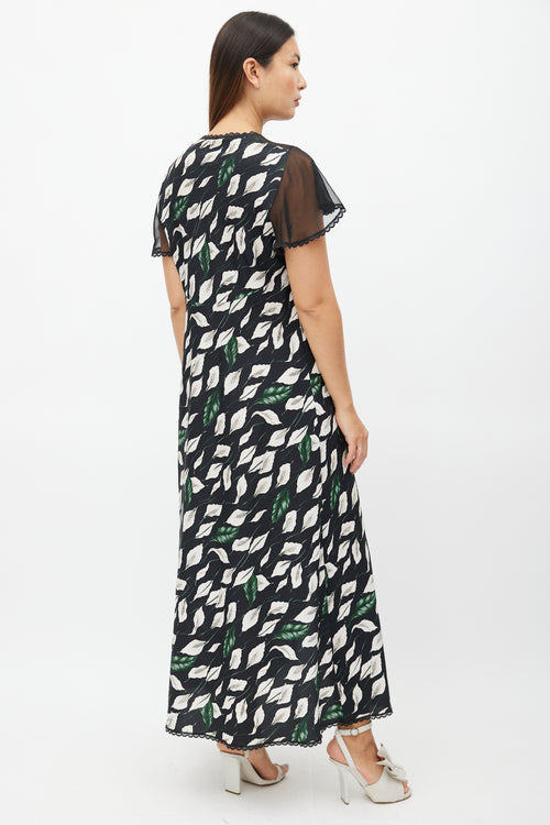 Valentino 1990s Black & Multi Floral Dress