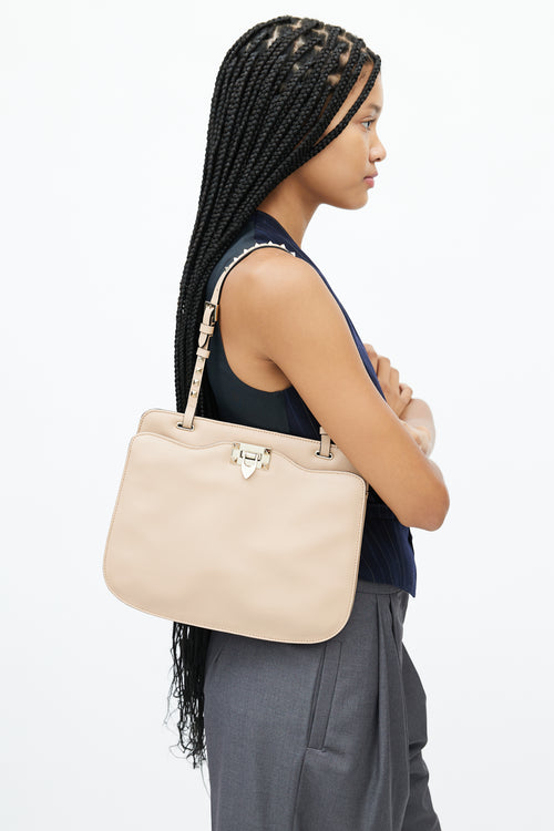 Valentino Beige Rockstud Leather Bag