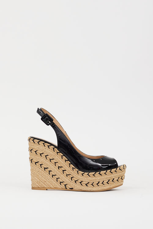 Valentino Black Patent & Espadrille St. Tropez Wedge