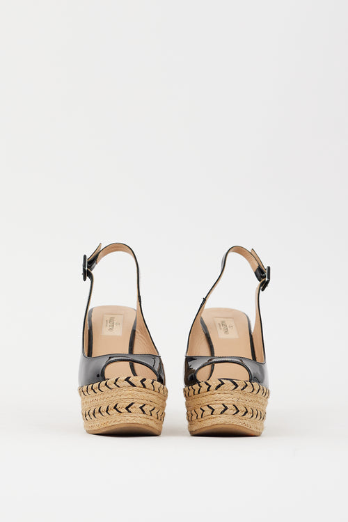 Valentino Black Patent & Espadrille St. Tropez Wedge
