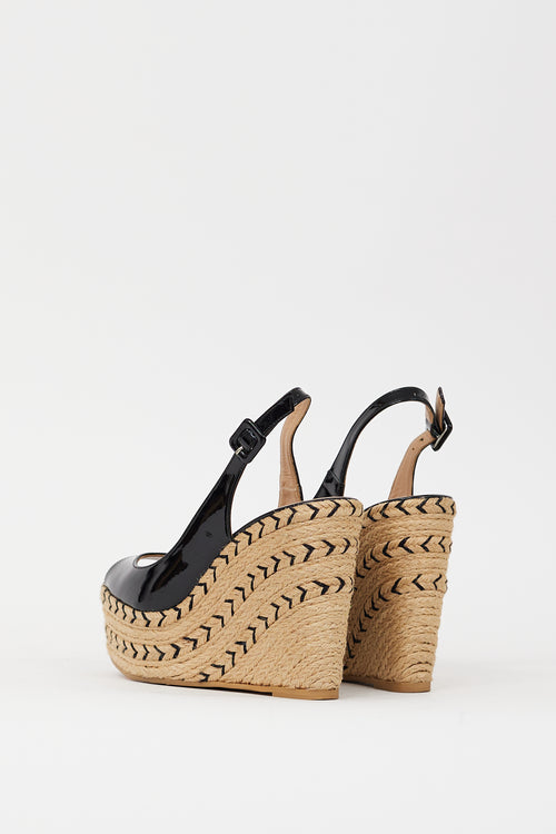 Valentino Black Patent & Espadrille St. Tropez Wedge