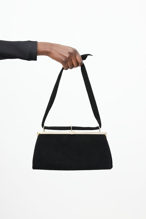 Valentino Black & Gold Suede Knotted Bag