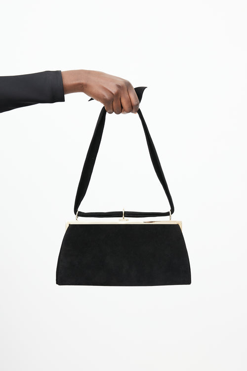 Valentino Black & Gold Suede Knotted Bag