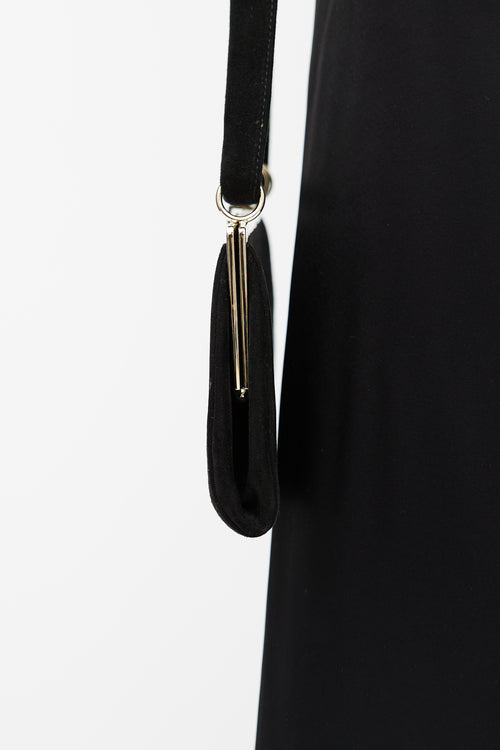 Valentino Black & Gold Suede Knotted Bag