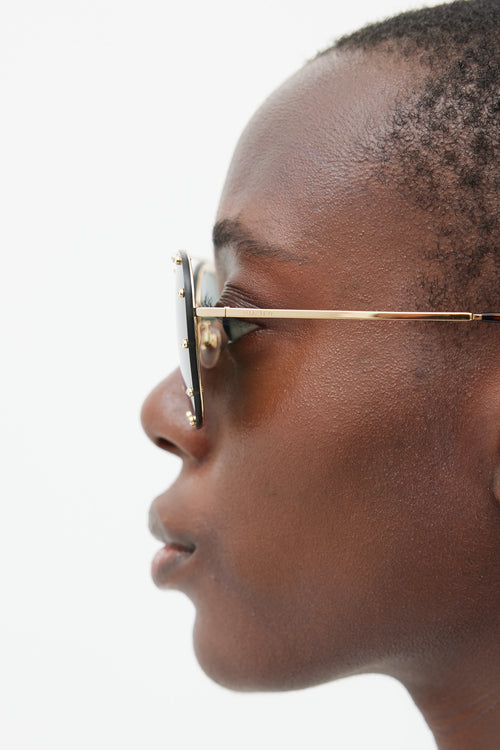 Valentino Black & Gold VA2013 Jewel Sunglasses