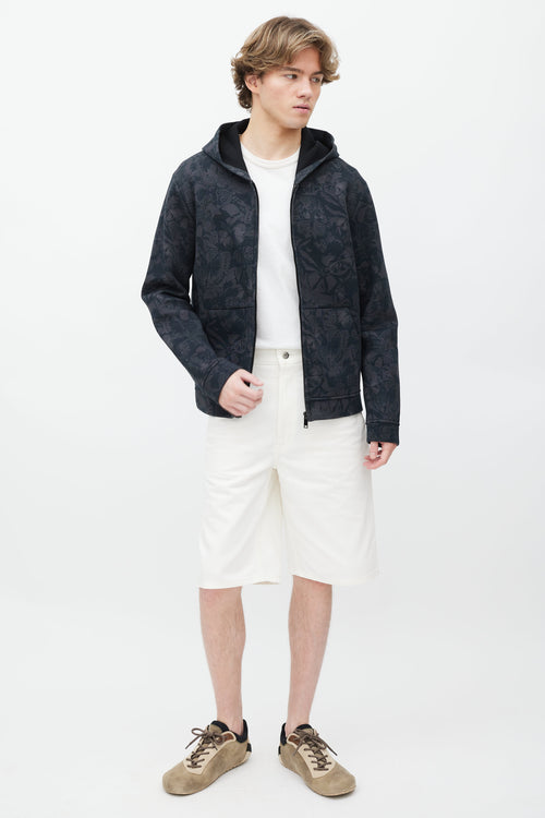 Valentino Black & Grey Butterfly Print Zip Up Hoodie