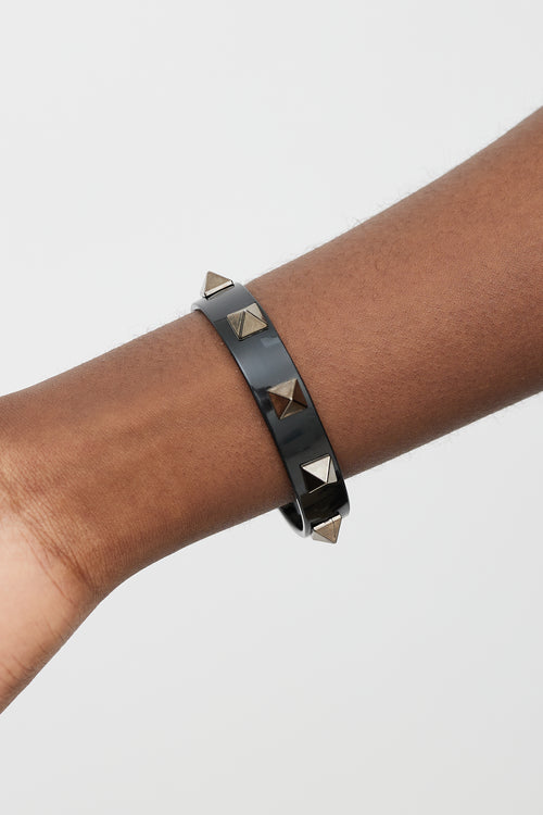 Valentino Black & Gunmetal Rockstud Bracelet