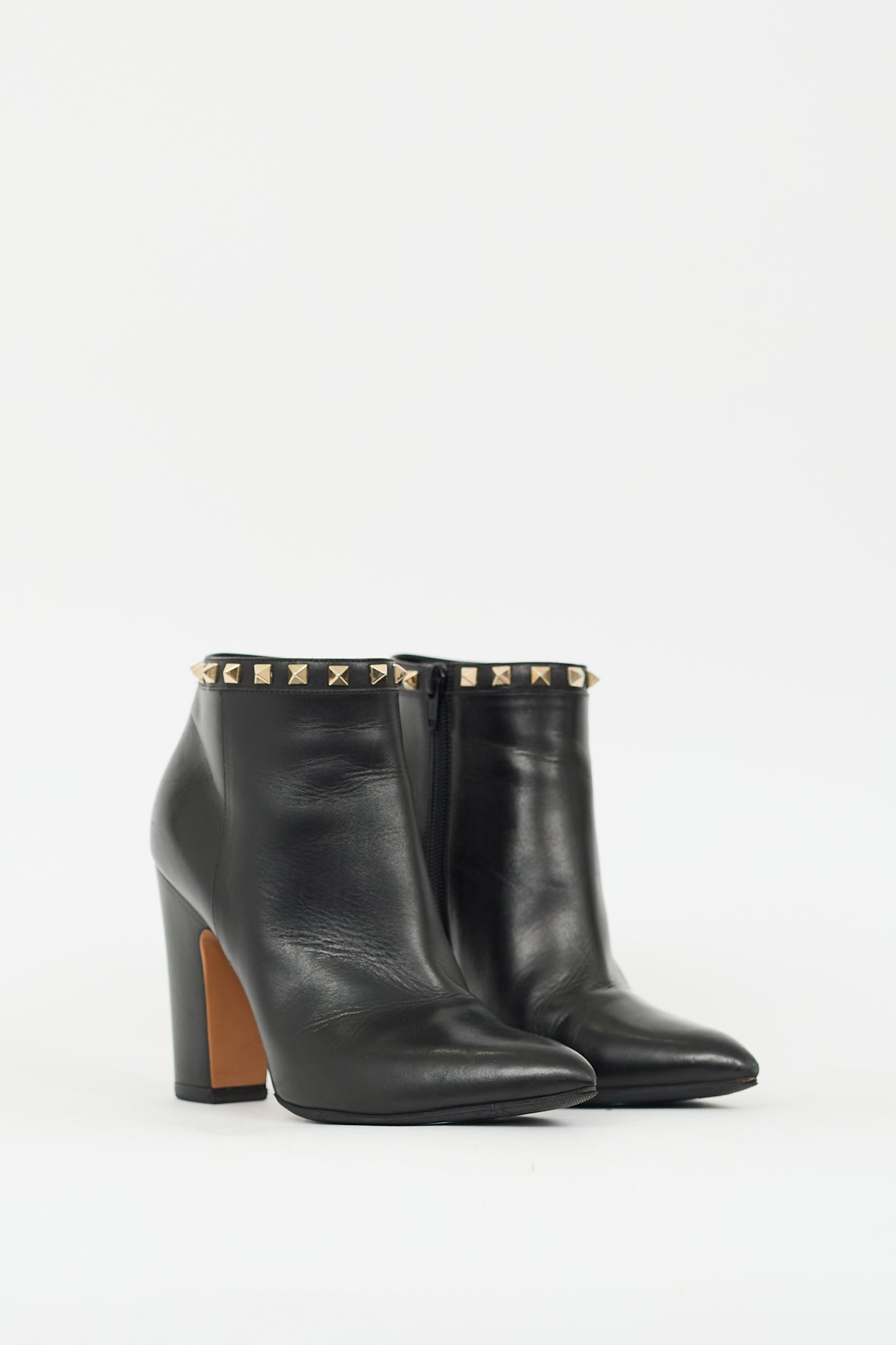 Valentino Black Leather Rockstud Ankle Boot