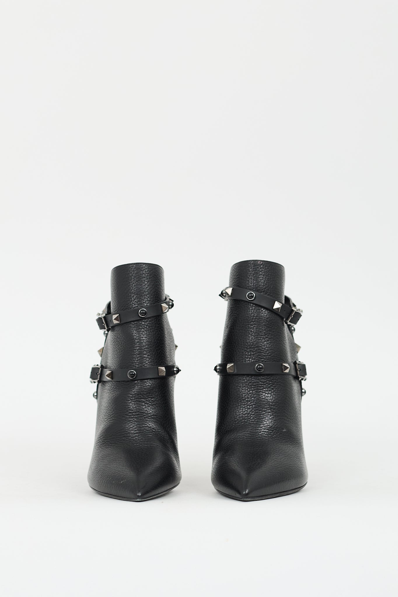 Valentino Black Leather Rockstud Ankle Boot