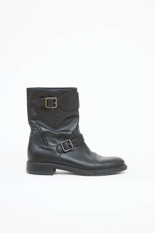 Valentino Leather Moto Ankle Boot