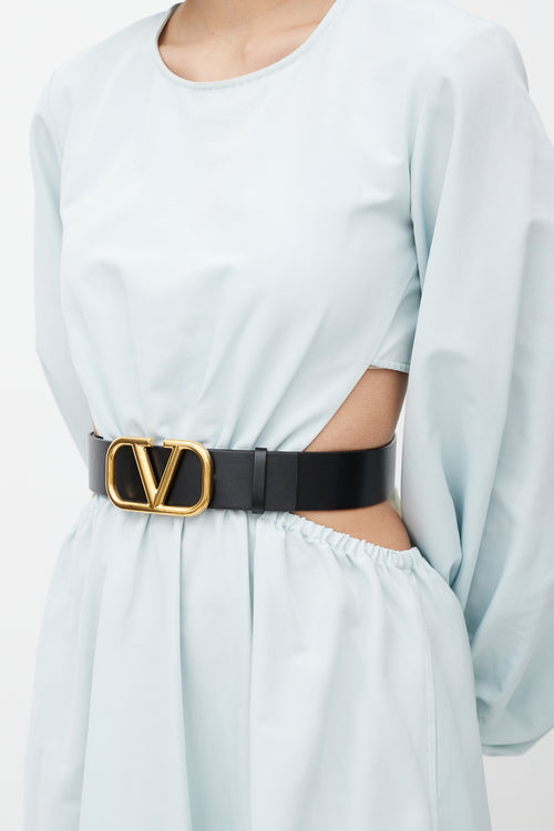 Valentino Black & Gold Reversible VLogo Belt