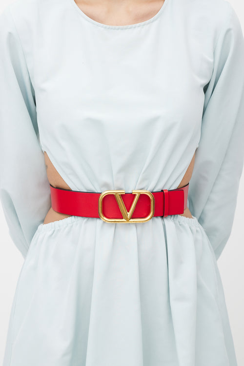 Valentino Black & Gold Reversible VLogo Belt