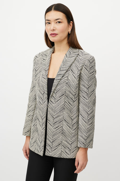 Valentino Black & White Chevron Striped Blazer