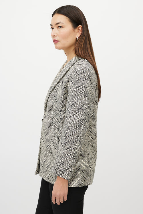 Valentino Black & White Chevron Striped Blazer