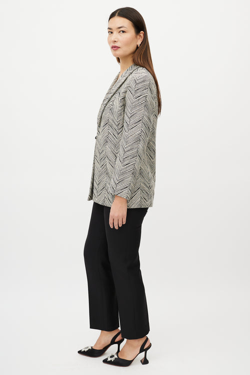 Valentino Black & White Chevron Striped Blazer