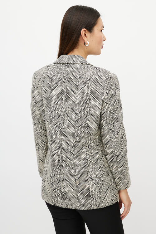 Valentino Black & White Chevron Striped Blazer