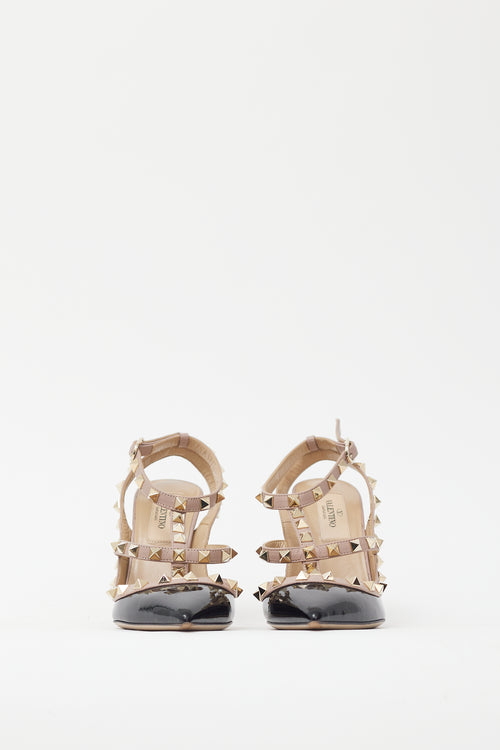Valentino Black & Pink Rockstud Caged 100 Heel