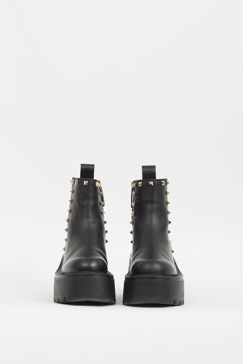 Valentino Black Uniqueform Rockstud & VLogo Boot