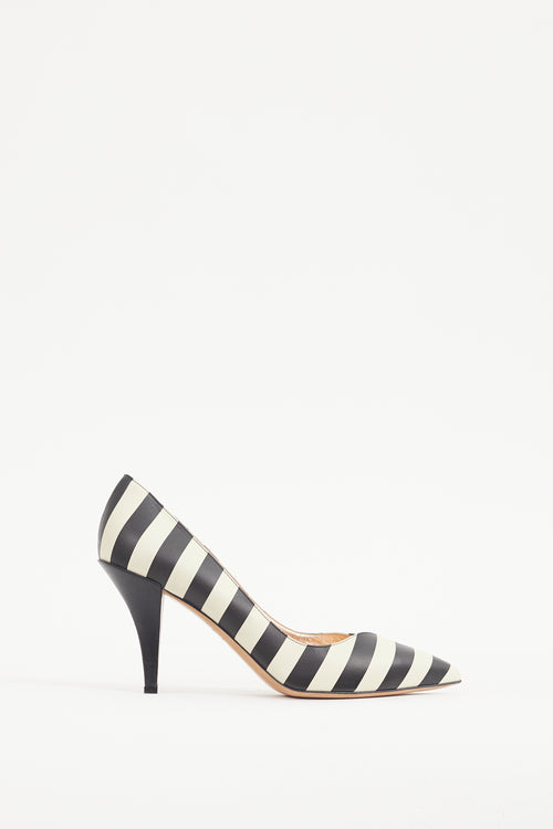 Valentino Cream & Black Striped Pump