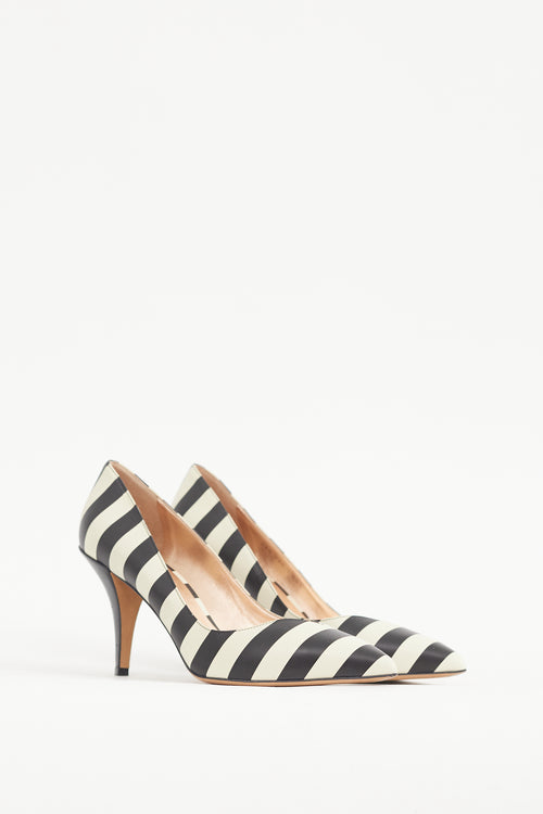 Valentino Cream & Black Striped Pump