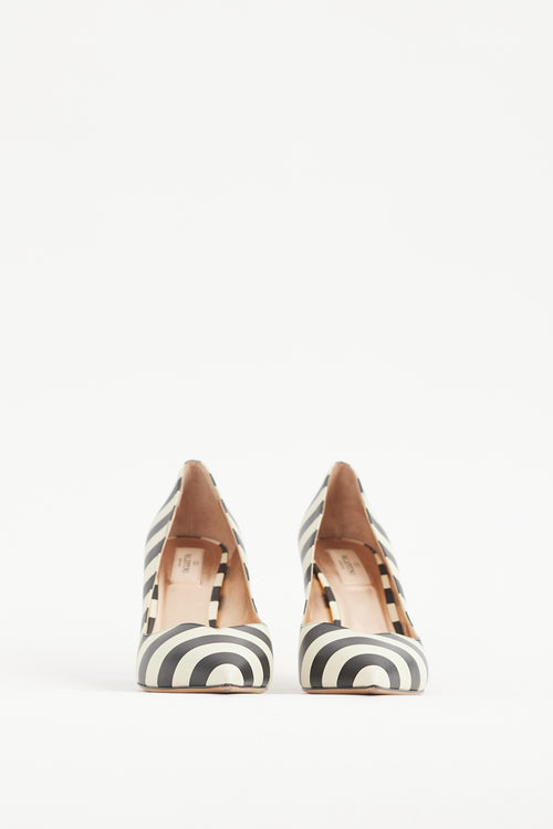 Valentino Cream & Black Striped Pump