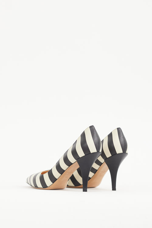Valentino Cream & Black Striped Pump